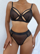 See-through mesh sexy lingerie set