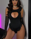 Sexy heart hollow out erotic teddy lingerie with gloves