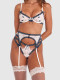 3D Rose Decorated See-Through Hollowed-Out Mesh Body Shaping Sexy Lingerie Set