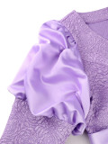 Plus Size Women Purple Jacquard High Waist Midi Formal Dress