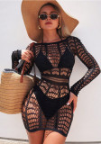 Black Sexy Lingerie Long Sleeve Fishnet Chemise