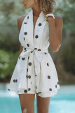Women Polka Dot Backless Top Matching Shorts Two-Piece Set
