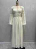 Women's vintage French-style long dress puff sleeves gothic style long dress