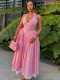 Women's 2026 Summer Sweet Polka Dot Halter Neck High Waist A-line Long Dress