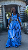 Women's 2026 Summer Halter Neck Tie Print High Waist Full Swing Maxi Dress