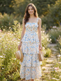 Summer floral print vacation sundress