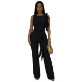 Women Solid Color Tight Fitting Top and Pants Set