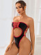Sexy strapless leather bodysuit for women