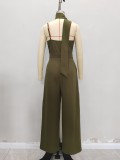 Women's Asymmetrical Neckline Sleeveless Straight-Leg Jumpsuit