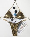 Women's metallic chains bikini swimsuit