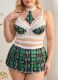 Plus-size sexy lingerie set plaid lace patchwork sexy costume