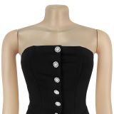 Women Solid Color Strapless Elegant Party Jumpsuit