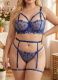 Sexy lingerie set mesh rose embroidery plus size underwear