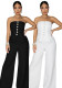 Women Solid Color Strapless Elegant Party Jumpsuit
