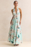 Summer floral print V-neck elegant maxi dress