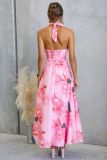 Summer floral print V-neck elegant maxi dress