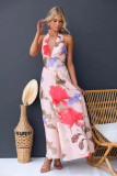 Summer floral print V-neck elegant maxi dress