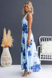 Summer floral print V-neck elegant maxi dress