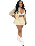 Women Long-Sleeved Sporty Two-Piece Skirt Set
