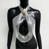 Sexy metallic sequined halter top party/club/music festival camisole