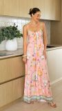 Women's Printed Casual Fashion V-Neck Spaghetti Strap Wide Leg Tie Jumpsuit