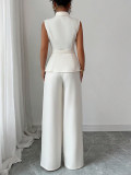Elegant solid color vest straight trousers women's autumn suit