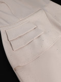 V-neck glitter office dress sleeveless solid color workwear faux pockets fitted professional dress
