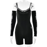 Women's sexy low-cut halter jumpsuit with lace trim