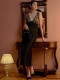 Women's evening gown sexy lace trim suspender dress slim fit elegant classy long dress