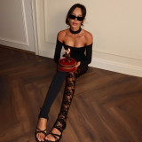 Women's sexy lace see-through leggings low-cut tight-fitting jumpsuit