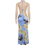 Women's Summer Sexy Print Long Maxi Dress