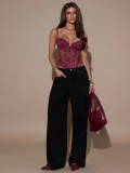 Sexy V-neck mesh lace underwire bodysuit/camisole top
