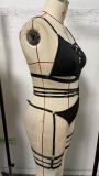 Plus size black lingerie set for women