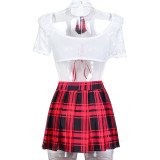 Sexy red plaid costume lingerie set
