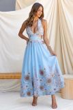 Summer floral print V-neck elegant maxi dress