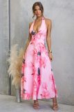 Summer floral print V-neck elegant maxi dress