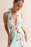 Summer floral print V-neck elegant maxi dress