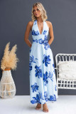 Summer floral print V-neck elegant maxi dress