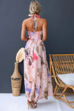 Summer floral print V-neck elegant maxi dress