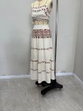 Bohemian vacation printed beach set women's two-piece set tassel camisole top and skirt