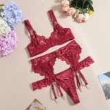 Women sexy underwear royal blue lace lingerie set