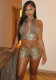 Women Snake Skin Sexy Top and Shorts Two-Piece Set