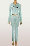 Women Letter Print Hooded Long-Sleeved Tracksuit