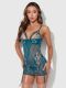 Women sexy pajamas green lace chemise lingerie set