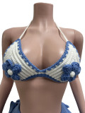 Women's Knitted Beach Crop Top Shorts Set