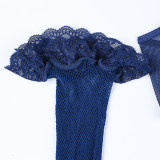 Lace straps underwire teddy lingerie with stocking