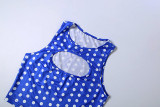Women Blue Polka Dot Printed Top Shorts Two-Piece Set