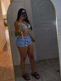 Women's Knitted Beach Crop Top Shorts Set