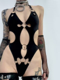 Sexy cutout deep V-neck O-ring teddy lingerie