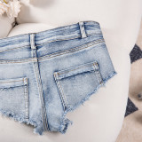 Night Club Lace-Up Stretch Denim Shorts